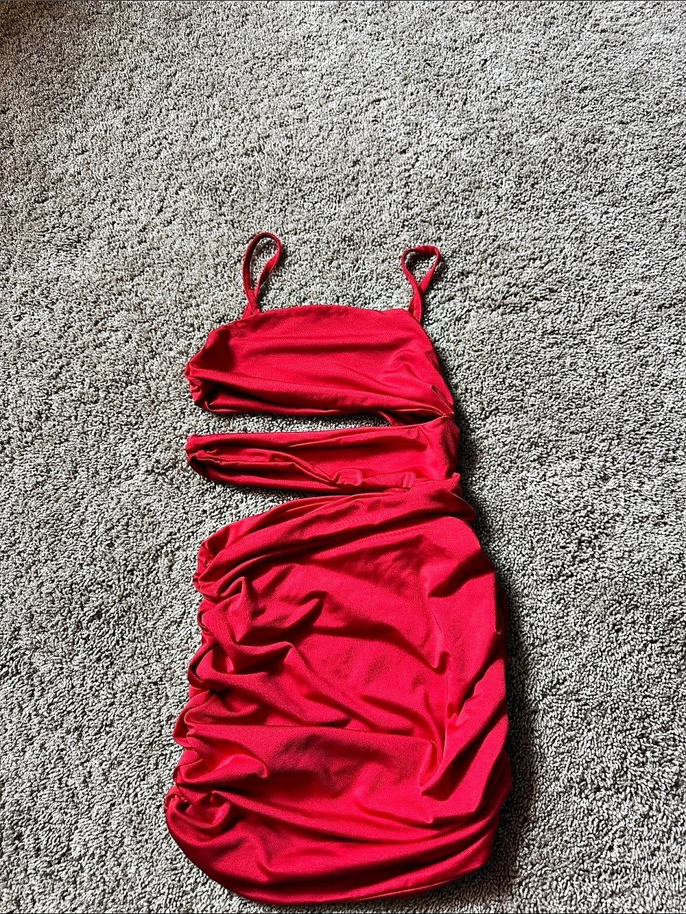 SHEIN Ruched Mini Dress in Red Size XS
